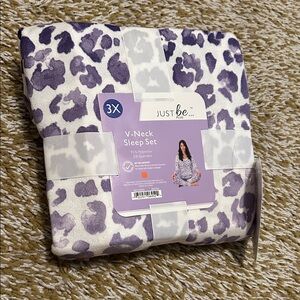 Just Be V-Neck Sleep Set in Purple and Cream
